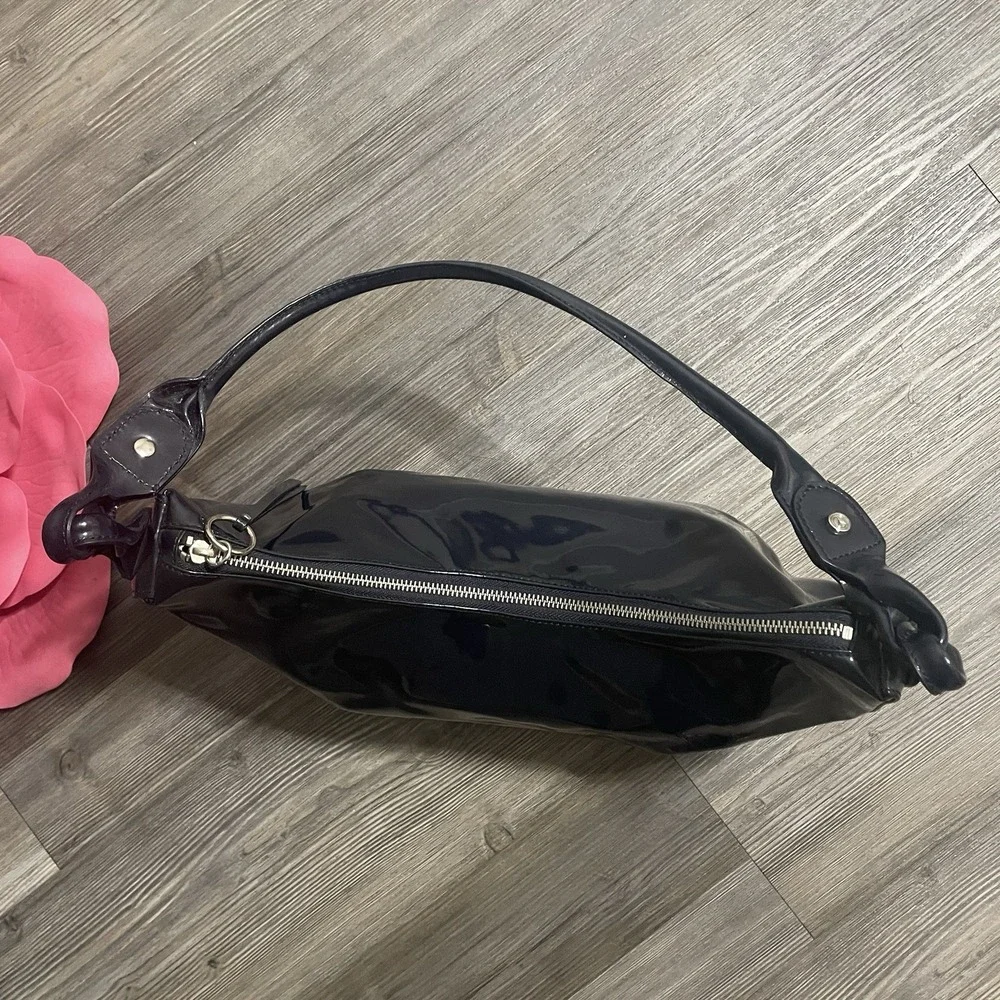$249 DONALD J PLINER Navy Duval Patent Leather Hobo Shoulder Bag